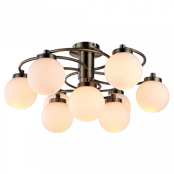 Люстра на штанге Arte LampCloud A8170PL-9AB Люстра на штанге Arte LampCloud A8170PL-9ABАртикул - AR_A8170PL-9AB,Бренд - Arte Lamp (Италия),Серия - Cloud,Гарантия, месяцев - 24,Время изготовления, дней - 1,Рекомендуемые помещения - Гостиная, Кабинет, Спальня,Высота, мм - 300,Диаметр, мм - 600,Размер упаковки, мм - 580x530x335,Цвет плафонов и подвесок - белый,Цвет арматуры - бронза античная,Тип поверхности плафонов и подвесок - матовый,Тип поверхности арматуры - матовый,Материал плафонов и подвесок - стекло,Материал арматуры - металл,Лампы - компактная люминесцентная (КЛЛ) ИЛИнакаливания ИЛИсветодиодная (LED),цоколь E14; 220 В; 40 Вт,,Класс электробезопасности - I,Общая мощность, Вт - 360,Лампы в комплекте - отсутствуют,Общее кол-во ламп - 9,Количество плафонов - 9,Возможность подключения диммера - можно, если установить лампу накаливания,Степень пылевлагозащиты, IP - 20,Диапазон рабочих температур - комнатная температура,Масса, кг - 6, 34,Дополнительные параметры - способ крепления светильника к потолку — на монтажной пластине<br><br>Артикул: AR_A8170PL-9AB<br>Бренд: Arte Lamp (Италия)<br>Серия: Cloud<br>Гарантия, месяцев: 24<br>Время изготовления, дней: 1<br>Рекомендуемые помещения: Гостиная, Кабинет, Спальня<br>Высота, мм: 300<br>Диаметр, мм: 600<br>Размер упаковки, мм: 580x530x335<br>Цвет плафонов и подвесок: белый<br>Цвет арматуры: бронза античная<br>Тип поверхности плафонов и подвесок: матовый<br>Тип поверхности арматуры: матовый<br>Материал плафонов и подвесок: стекло<br>Материал арматуры: металл<br>Лампы: компактная люминесцентная (КЛЛ) ИЛИ<br>накаливания ИЛИ<br>светодиодная (LED),цоколь E14; 220 В; 40 Вт,<br>Класс электробезопасности: I<br>Общая мощность, Вт: 360<br>Лампы в комплекте: отсутствуют<br>Общее кол-во ламп: 9<br>Количество плафонов: 9<br>Возможность подключения диммера: можно, если установить лампу накаливания<br>Степень пылевлагозащиты, IP: 20<br>Диапазон рабочих температур: комнатная температура<br>Масса, кг: 6, 34<br>Дополнительные параметры: способ крепления светильника к потолку — на монтажной пластине