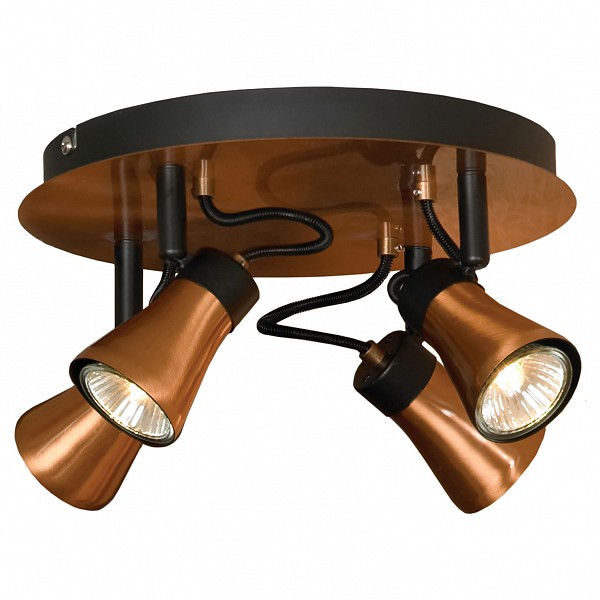 Спот LussoleLoft LSL-6801-04 Спот LussoleLoft LSL-6801-04Артикул - LSL-6801-04,Бренд - Lussole (Италия),Серия - Loft,Гарантия, месяцев - 24,Рекомендуемые помещения - Гостиная, Кабинет, Коридор, Прихожая, Спальня,Выступ, мм - 160,Диаметр, мм - 250,Цвет плафонов и подвесок - медный,Цвет арматуры - медный,Тип поверхности плафонов и подвесок - глянцевый,Тип поверхности арматуры - глянцевый,Материал плафонов и подвесок - металл,Материал арматуры - металл,Лампы - галогеновая,цоколь GU10; 220 В; 50 Вт,цвет: белый теплый, 2800-3200 K,Сопоставление с лампой накаливания - на 50%,Тип колбы лампы - полусферическая с рефлектором,Класс электробезопасности - I,Общая мощность, Вт - 200,Лампы в комплекте - галогеновые GU10,Общее кол-во ламп - 4,Количество плафонов - 4,Возможность подключения диммера - можно,Степень пылевлагозащиты, IP - 20,Диапазон рабочих температур - комнатная температура,Масса, кг - 1, 2,Дополнительные параметры - способ крепления светильника к потолоку и стене - на монтажной пластине, поворотный светильник<br><br>Артикул: LSL-6801-04<br>Бренд: Lussole (Италия)<br>Серия: Loft<br>Гарантия, месяцев: 24<br>Рекомендуемые помещения: Гостиная, Кабинет, Коридор, Прихожая, Спальня<br>Выступ, мм: 160<br>Диаметр, мм: 250<br>Цвет плафонов и подвесок: медный<br>Цвет арматуры: медный<br>Тип поверхности плафонов и подвесок: глянцевый<br>Тип поверхности арматуры: глянцевый<br>Материал плафонов и подвесок: металл<br>Материал арматуры: металл<br>Лампы: галогеновая,цоколь GU10; 220 В; 50 Вт,цвет: белый теплый, 2800-3200 K<br>Сопоставление с лампой накаливания: на 50%<br>Тип колбы лампы: полусферическая с рефлектором<br>Класс электробезопасности: I<br>Общая мощность, Вт: 200<br>Лампы в комплекте: галогеновые GU10<br>Общее кол-во ламп: 4<br>Количество плафонов: 4<br>Возможность подключения диммера: можно<br>Степень пылевлагозащиты, IP: 20<br>Диапазон рабочих температур: комнатная температура<br>Масса, кг: 1, 2<br>Дополнительные параметры: способ крепления светильника к потолоку и стене - на монтажной пластине, <br>поворотный светильник
