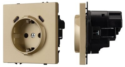 Розетка с заземлением и со шторкой и 2хUSB C, без рамки NOBE 061815(1)