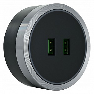 Розетка 2xUSB на треке Am-track-sockets 380066TS LED/USBx2 Grey