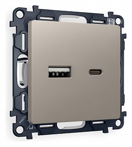 Розетка 2хUSB type A и C без рамки Quant MA371010