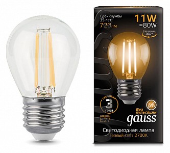 Лампа светодиодная [LED] Gauss E27 11W 2700K