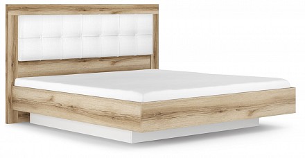 Кровать двуспальная Вега Скандинавия с подъемным механизмом   белый, дуб каньон