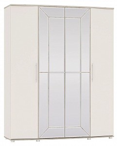 Шкаф 4-х дверный Амели (зеркальный, кашемир серый) 