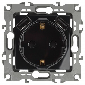 Розетка с заземлением и со шторкой и 2хUSB, без рамки Эра 12 12-4109-06