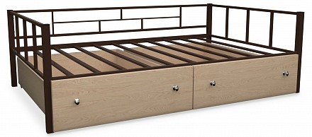 Кровать Арга 120  коричневый с ящиками 
