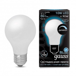 Лампа светодиодная [LED] Gauss E27 10W 4100K