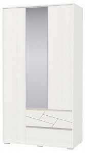 Шкаф 3-х дверный Аделина зеркальный, рамух белый 