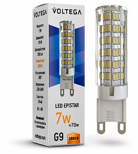 Лампа светодиодная [LED] Voltega G9 7W 2800K
