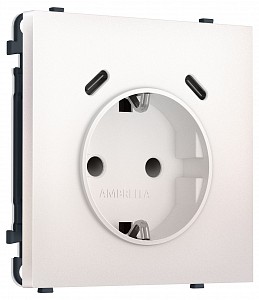 Розетка с заземлением и со шторкой и 2хUSB C, без рамки MS MS210510