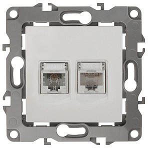 Розетка двойная RJ-11 и Ethernet RJ-45, без рамки Эра 12 12-3109-01