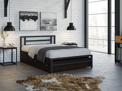 Кровать Титан 120  венге, серый с ящиками 