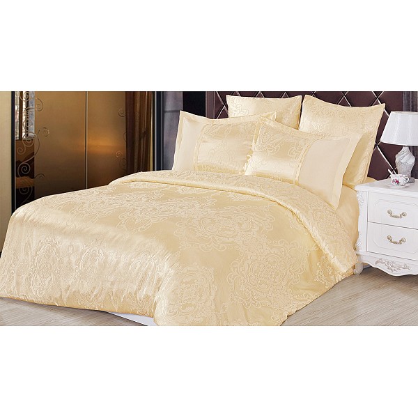 

Комплект евростандарт Satin jacquard, Satin jacquard, Светло-желтый