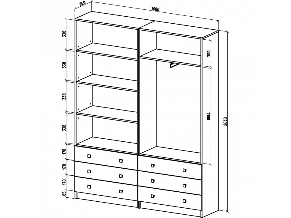 Платяной шкаф высота 170 см