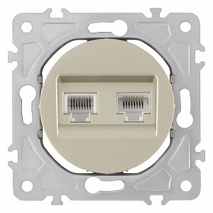 Розетка двойная RJ-11 и Ethernet RJ-45, без рамки 202.44-1.shampan