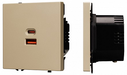 Розетка 2хUSB type A и C без рамки NOBE 054318(1)