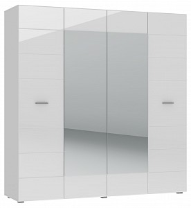 Шкаф 4-х дверный Gloss белый, зеркальный 