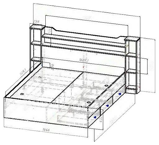 Кровать с полками молли 46 bms