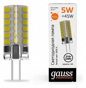 Лампа светодиодная [LED] Gauss G4 5W 3000K