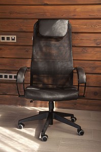 Компьютерное кресло CH-608, черный, кожа искусственная, ткань сетчатая