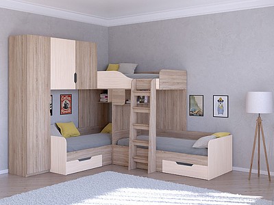Кровать в детскую комнату Трио 1 RVM_TRIO-1-22-1
