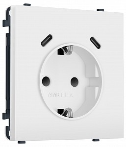 Розетка с заземлением и со шторкой и 2хUSB C, без рамки MS MS130510