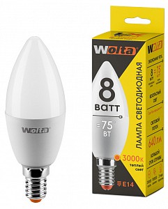 Лампа светодиодная [LED] Wolta E14 8W 3000K