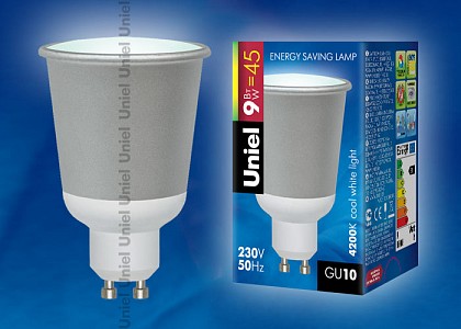 Лампа компактная люминесцентная 2953 GU10 9Вт 4200 K полусферическая матовая с рефлектором