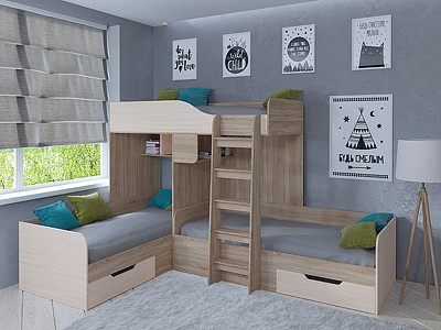 Кровать в детскую комнату Трио RVM_TRIO-22-1