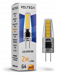 Лампа светодиодная [LED] Voltega G4 2W 2800K