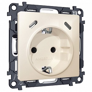 Розетка с заземлением и 2хUSB type C, без рамки MA MA310510
