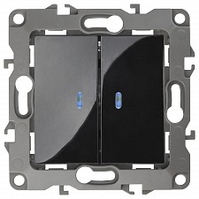 Выключатель двухклавишный с подсветкой без рамки Эра 12 12-1004-06