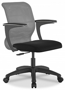 Кресло офисное SU-M-4, светло-серый, черный, сетка, экокожа