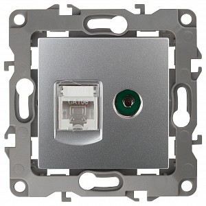 ТВ-розетка и розетка Ethernet RJ-45 без рамки Эра 12 12-3110-03