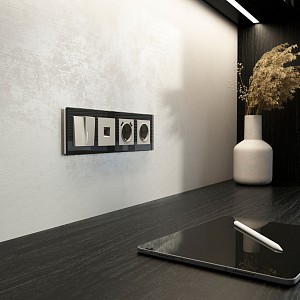 Накладка для розетки с заземлением и 2хUSB дымчатый W1279504