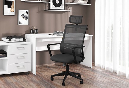 Кресло офисное Chairman 545, серый, акрил сетчатый, текстиль