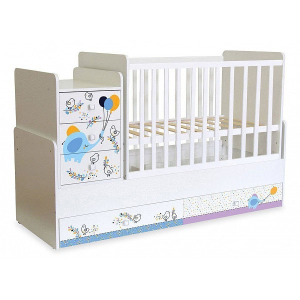 

Кроватка-трансформер Polini kids Simple 1100 с комодом, Polini kids Simple 1100 с комодом