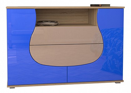 Тумба прикроватная с 2-мя ящиками  (капучино, синий)