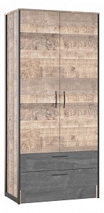 Шкаф 2-х дверный Hugo (дуб гранж, железный камень) 