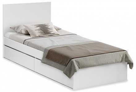Кровать односпальная  белый эггер с ящиками  