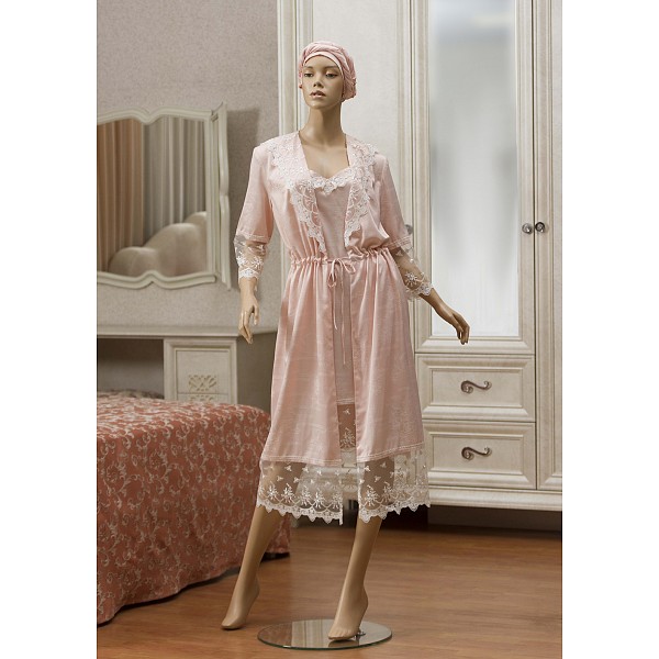 

Халат женский (S/M) Lavole Tencel, Розовый;серый, (S/M) Lavole Tencel