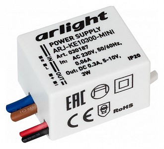 Блок питания с проводом ARJ 3Вт 5-10В 030187