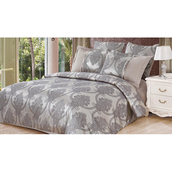 

Комплект евростандарт Satin jacquard, Бежевый;стальной, Satin jacquard