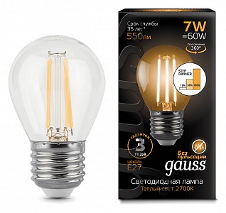 Лампа светодиодная [LED] Gauss E27 7W 2700K