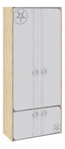 Шкаф 4-х дверный Мегаполис белый с серым рисунком 