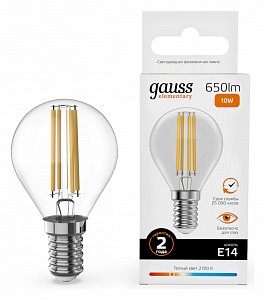 Лампа светодиодная [LED] Gauss E14 10W 2700K