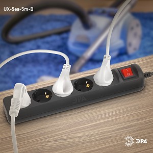 Удлинитель с выключателем  UX-5es-5m-B