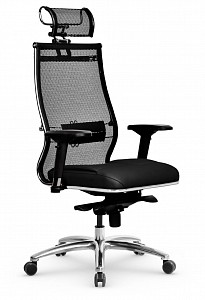 Кресло офисное SL-3.05, черный, ткань-сетка, экокожа