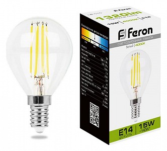 Лампа светодиодная [LED] Feron E14 15W 4000K