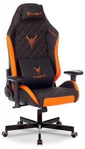 Геймерское кресло Knight Explore, оранжевый, черный, экокожа премиальная
